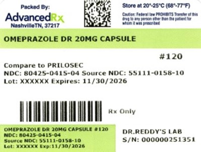 Omeprazole Dr 20mg #120 (Omeprazole Dr 20mg 80425 0415 04)